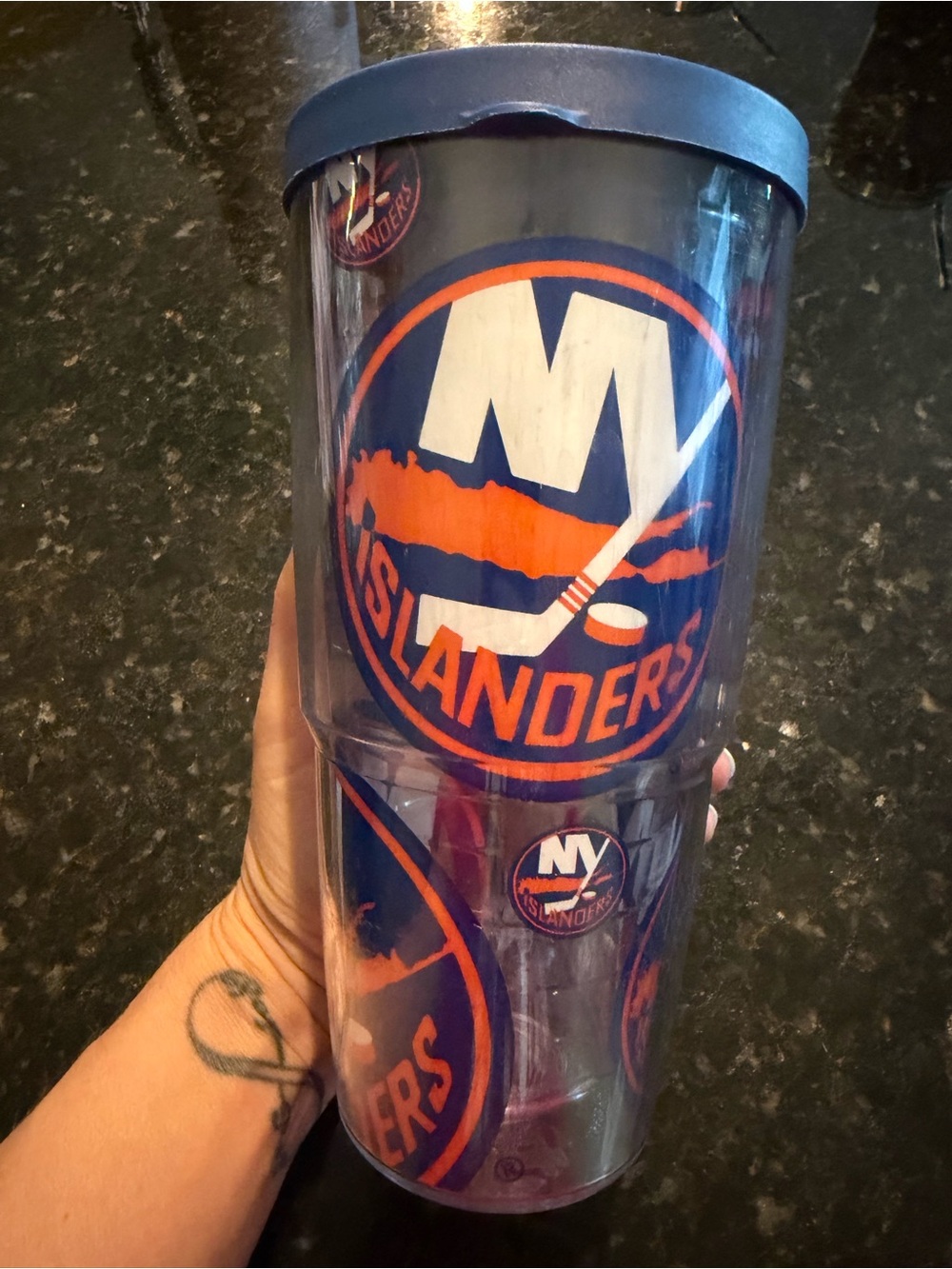 tervis Blue and Orange NY Islanders Logo Travel Tumbler with Navy Lid